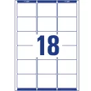 Etikett címke, 63,5 x46,6mm, 18 címke/ív, 100 ív/doboz, Avery fehér