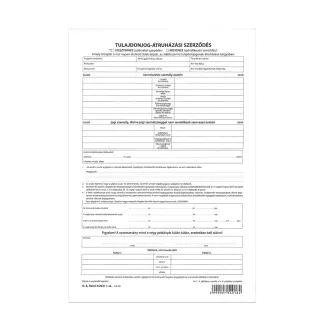   Tulajdonjog átruházási szerződés, személygépkocsi adásvételi 4lapos garnitúra A.REND.3/2012