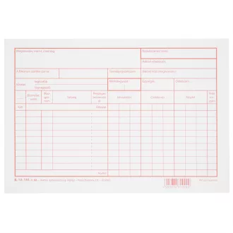 Raktárkészlet nyilvántartólap A5 B.12-151